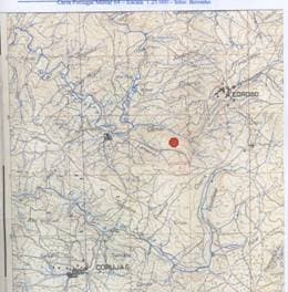 fig. 1 Localização do povoado do Bovinho, Freguesia de Edroso na folha 64 da CMP
